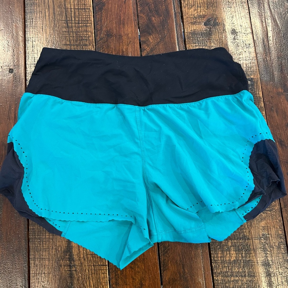Lululemon Athletica Teal and Black Athletic Shorts